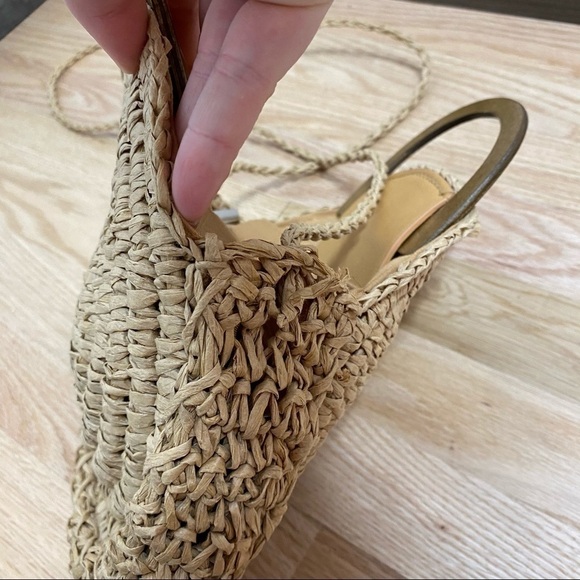 Straw Woven Circular Bag Purse Boho Beach Tan - Picture 4 of 8